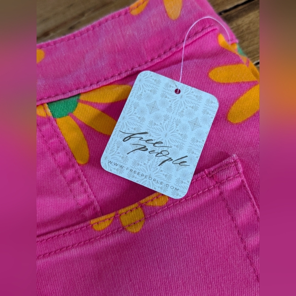 Nwt Free People Floral Pink Women's Jeans - Picture 4 of 6